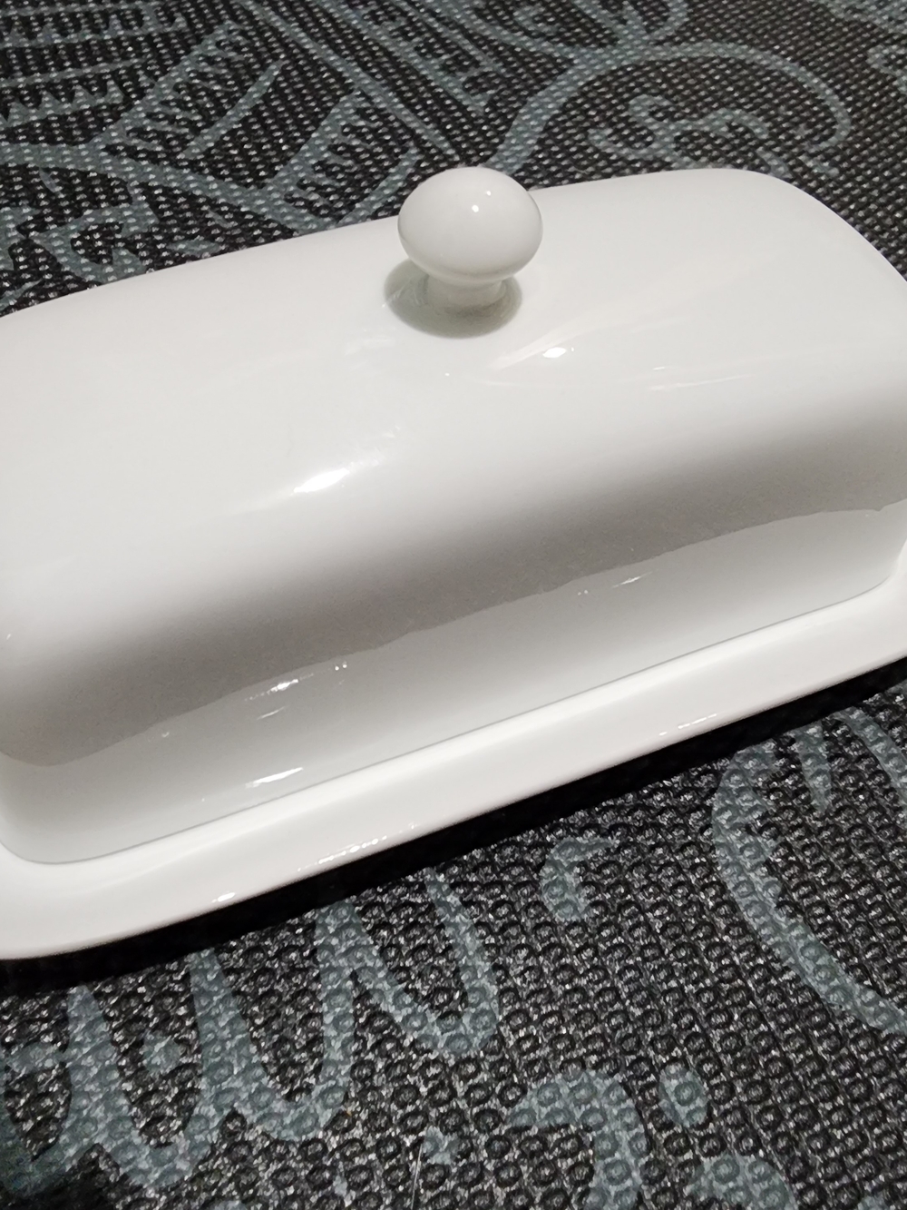 White Ceramic Butter Dish with Lid